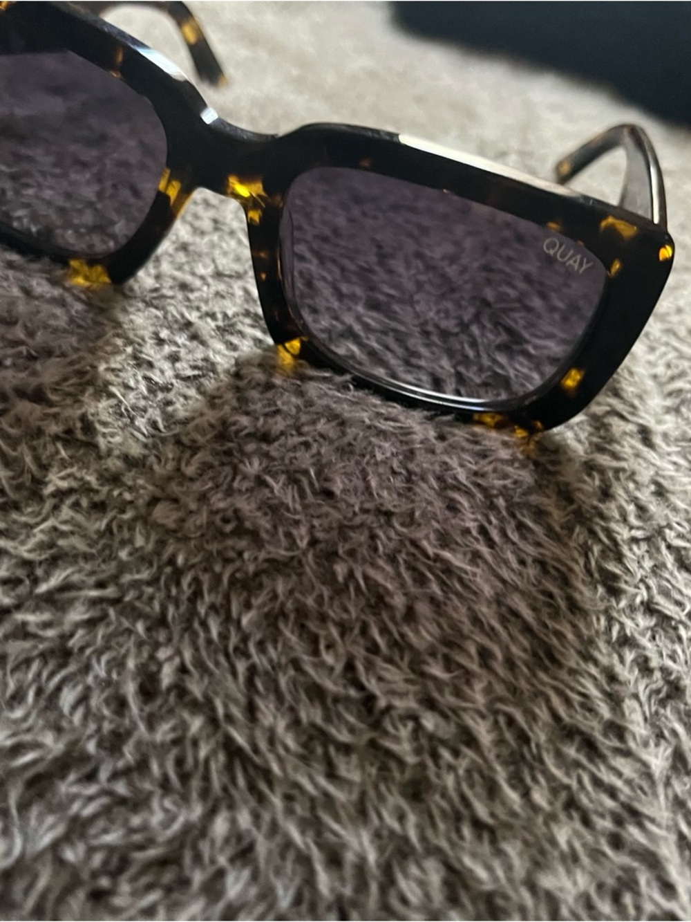 Quay Australia Tortoiseshell Square Sunglasses with Dark Lenses